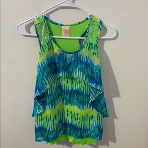 Blue And Green tank top with sequins